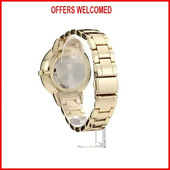 Gold-Tone Crystal Accent Watch, 36mm Case, Adjustable Bracelet